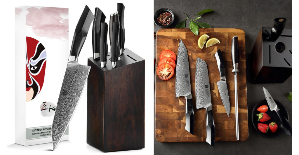 Xinzuo Luxe 7-delige Keukenmessen-set van Damascus Staal