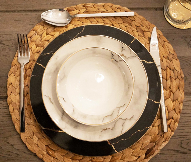 serviesset zwart goud