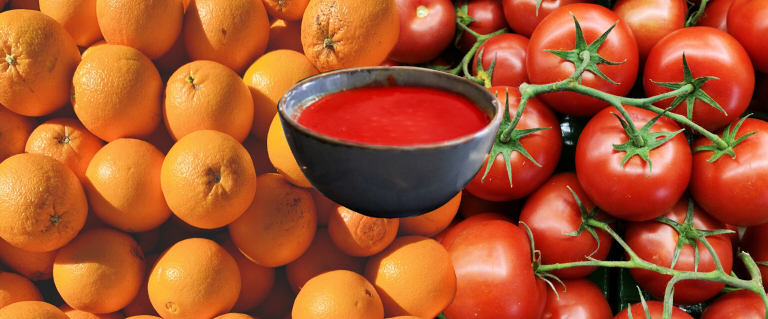 Gezonde soep tomaat en sinaasappel